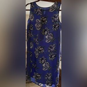 Halogen Blue Floral Sleeveless Shift Dress Sz Small